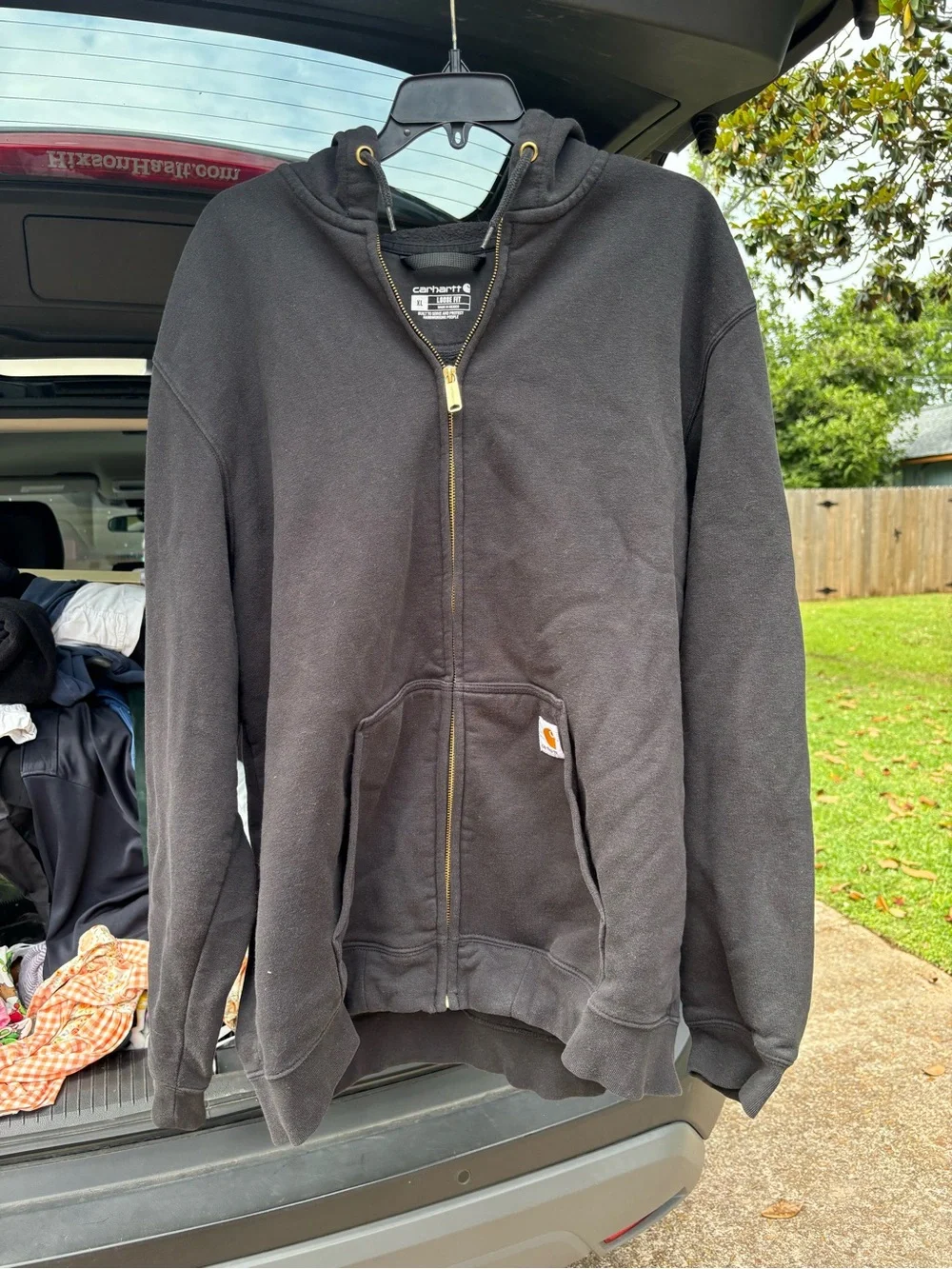 Carhartt Hoodie Sweatshirt Mens XL Black Full Zip Loose Fit Heavyweight Worker